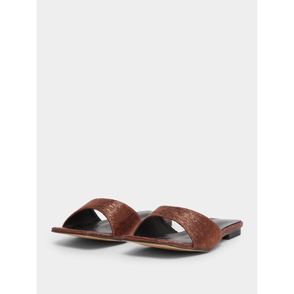 Styli Textured Slip-On Flat Sandals-women-shoes-sandals-flats-image-2