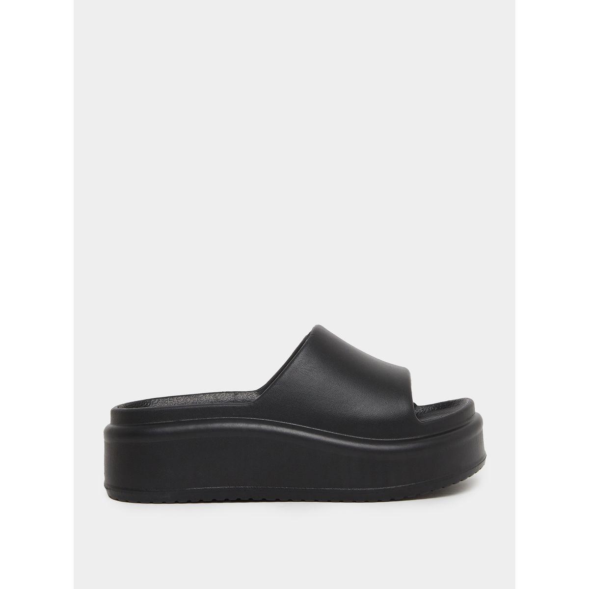 Styli Plain Open Toe Slip-On Flatform Slides-women-shoes-sandals-flats-image-1