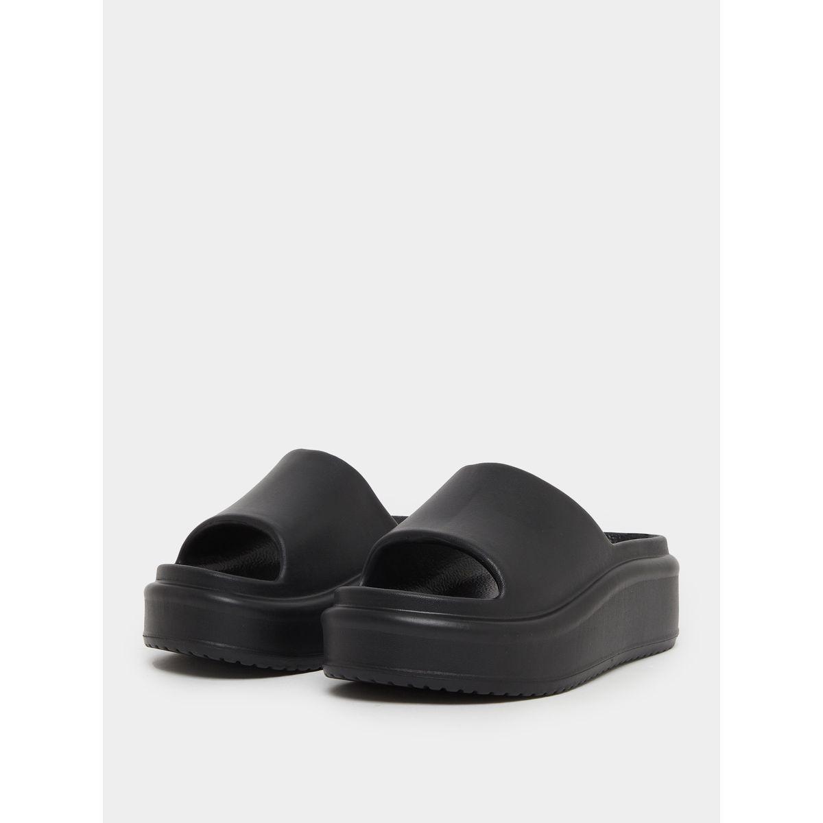 Styli Plain Open Toe Slip-On Flatform Slides-women-shoes-sandals-flats-image-2