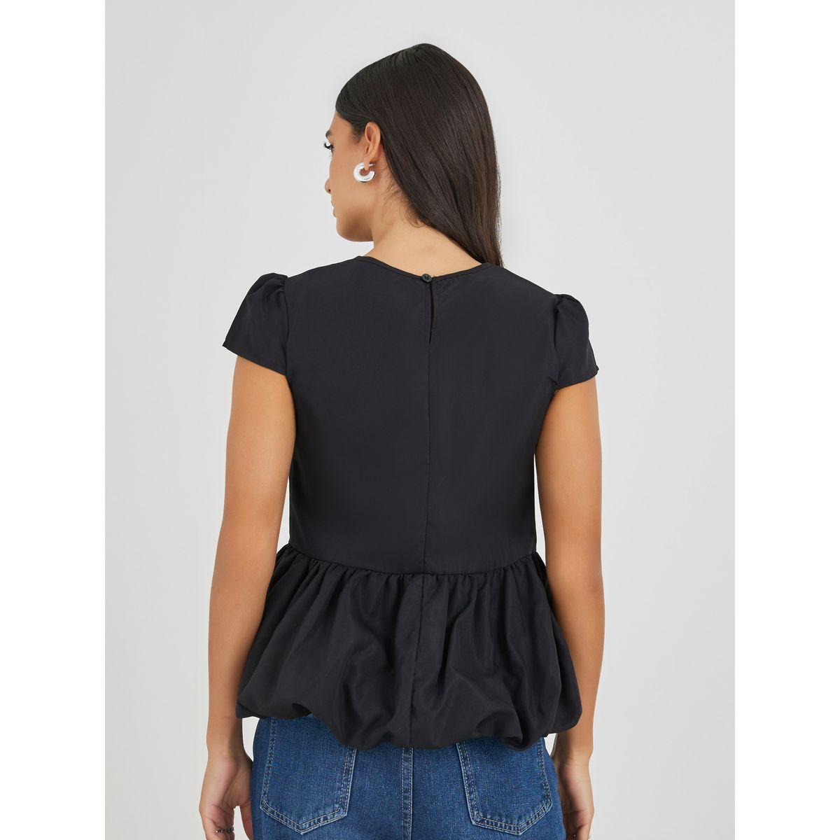 بلوزة بأكمام قصيرة وحافة بالون-women-clothing-shirtsandblouses-blouses-image-4