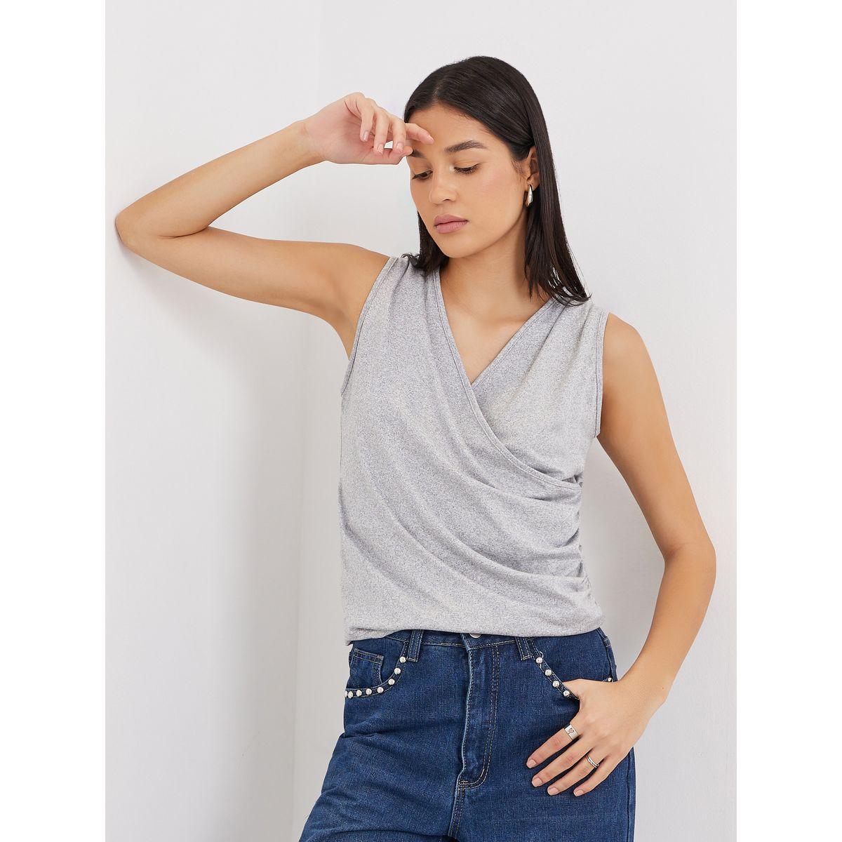 Styli Wrap V-Neck Sleeveless Knit Top-women-clothing-shirtsandblouses-blouses-image-1