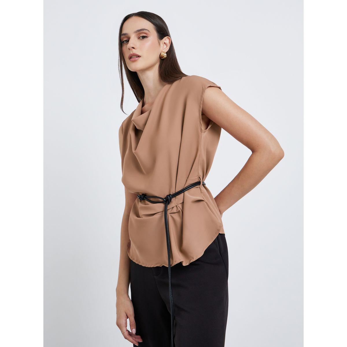 بلوزة بلا أكمام بتفاصيل منسدلة مع حزام-women-clothing-shirtsandblouses-blouses-image-1