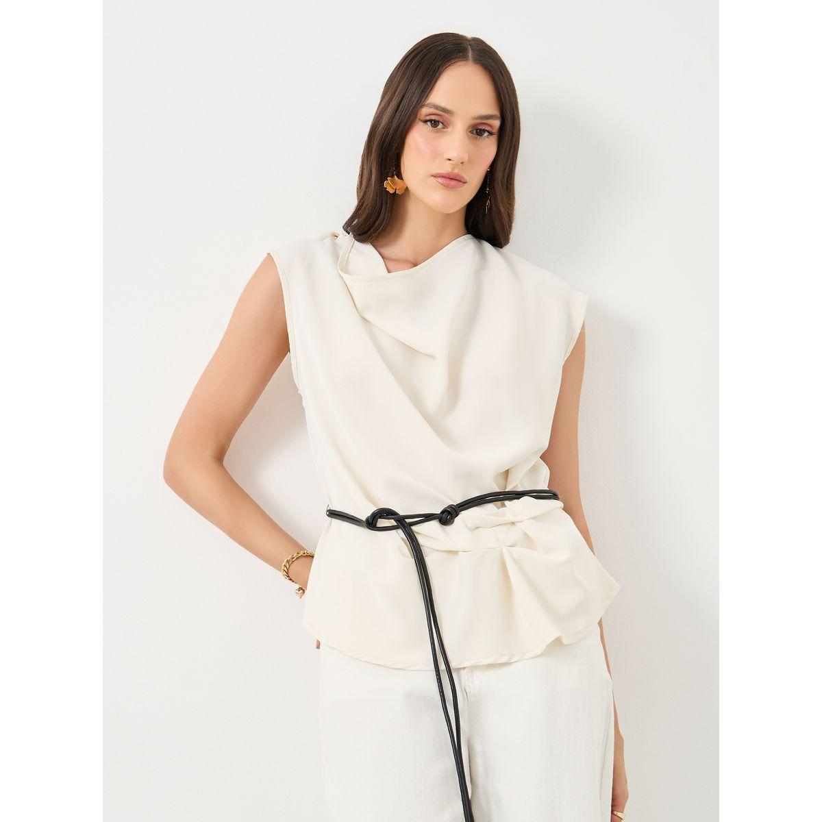 Styli Solid Cowl Neck Sleeveless Blouse-women-clothing-shirtsandblouses-blouses-image-1