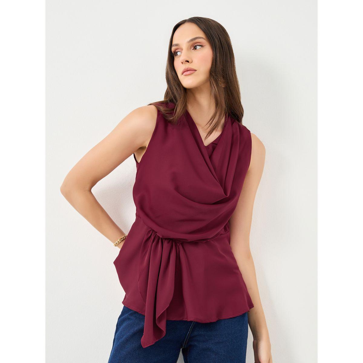بلوزة بدون أكمام مع تفاصيل مُنسدلة-women-clothing-shirtsandblouses-blouses-image-1