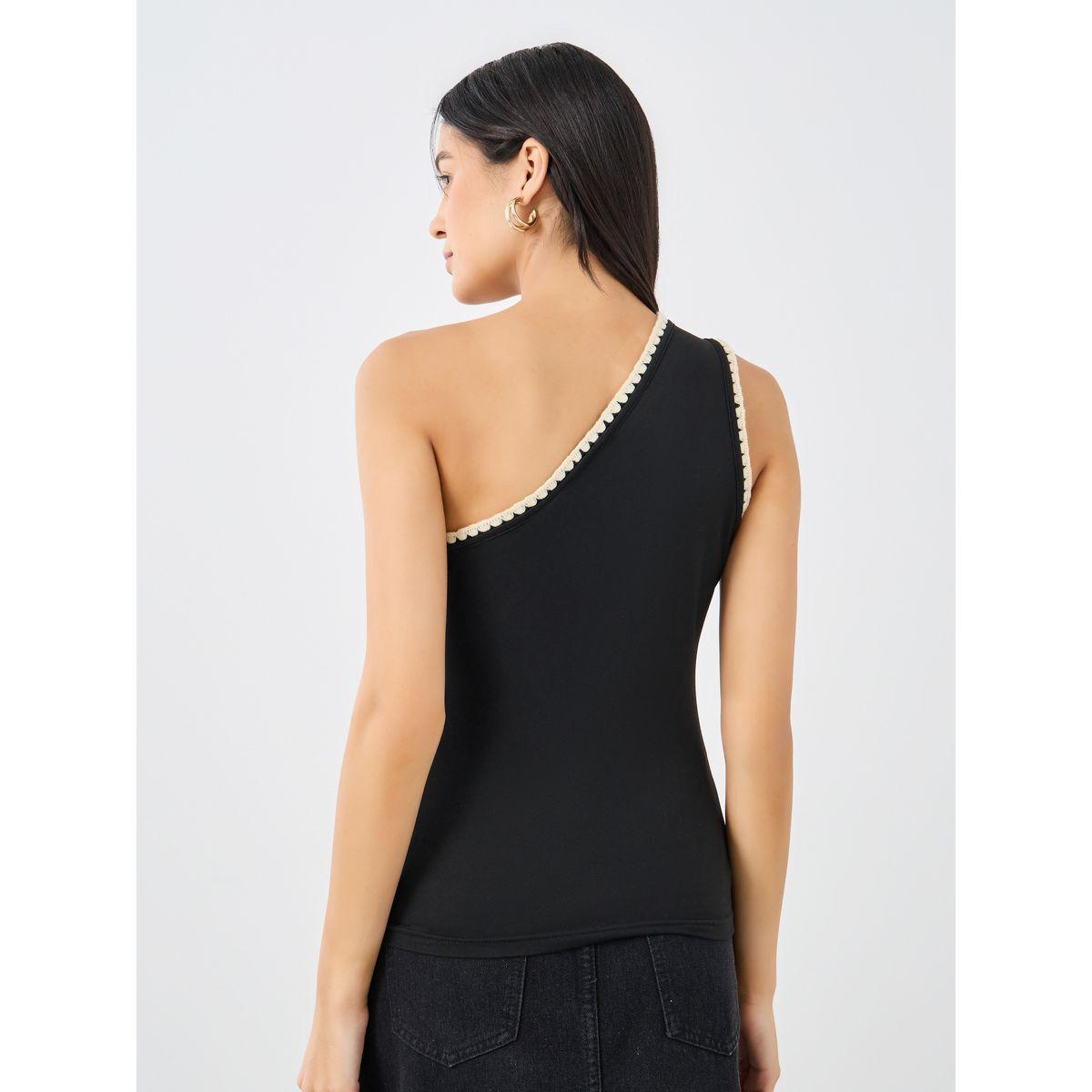 Styli Contrast Trim One Shoulder Knit Top-women-clothing-tshirts-image-5