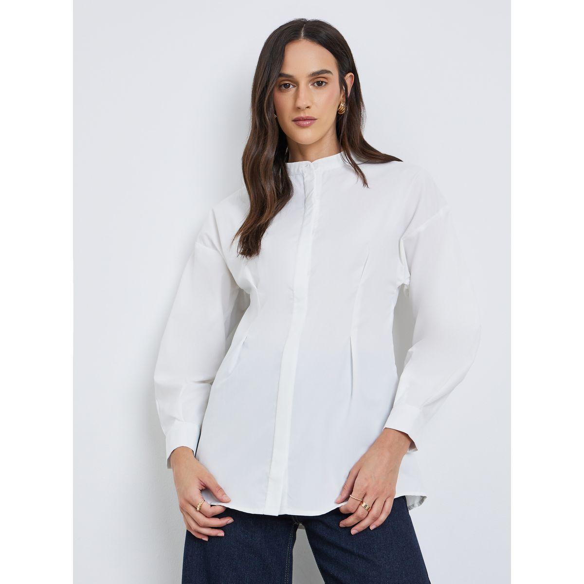 بلوزة طويلة بتفاصيل كسرات-women-clothing-shirtsandblouses-shirts-image-1
