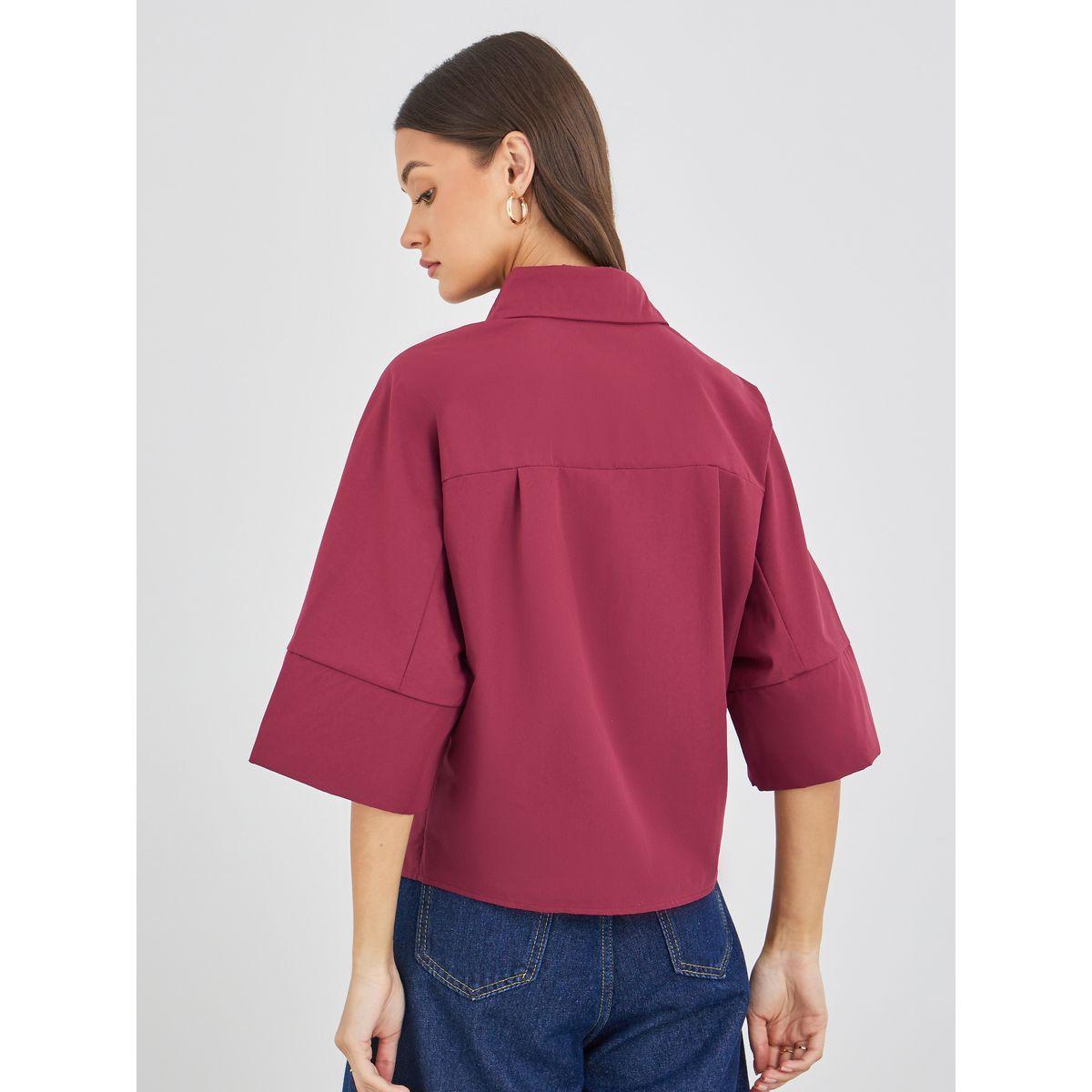 بلوزة بقصة بوكسي وياقة سبريد مع أزرار-women-clothing-shirtsandblouses-shirts-image-4