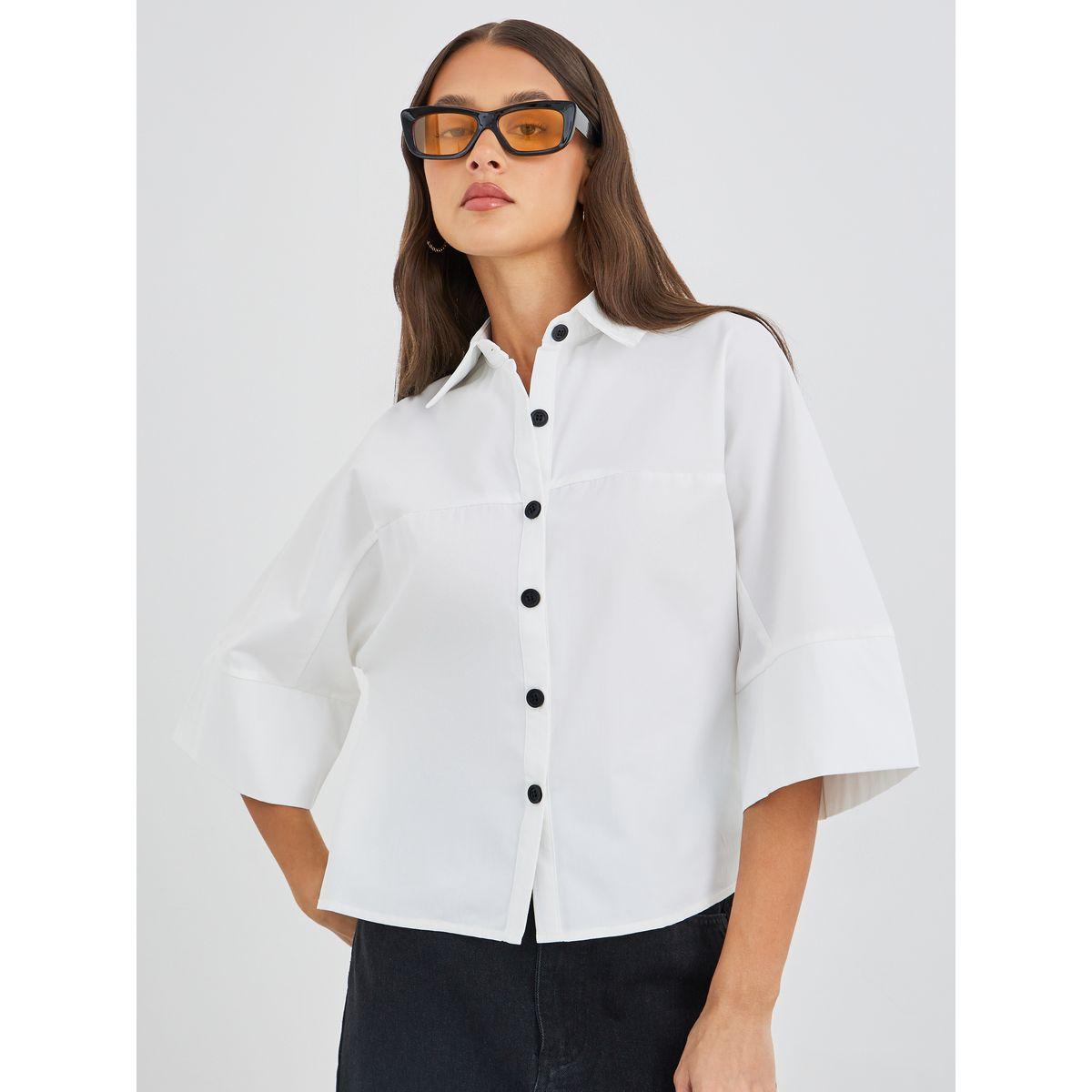 بلوزة بقصة بوكسي وياقة سبريد مع أزرار-women-clothing-shirtsandblouses-shirts-image-1