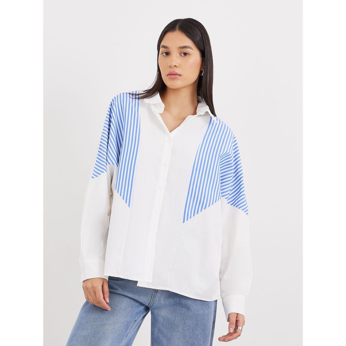 Styli Contrast Striped Relaxed Fit Shirt-women-clothing-shirtsandblouses-shirts-image-2