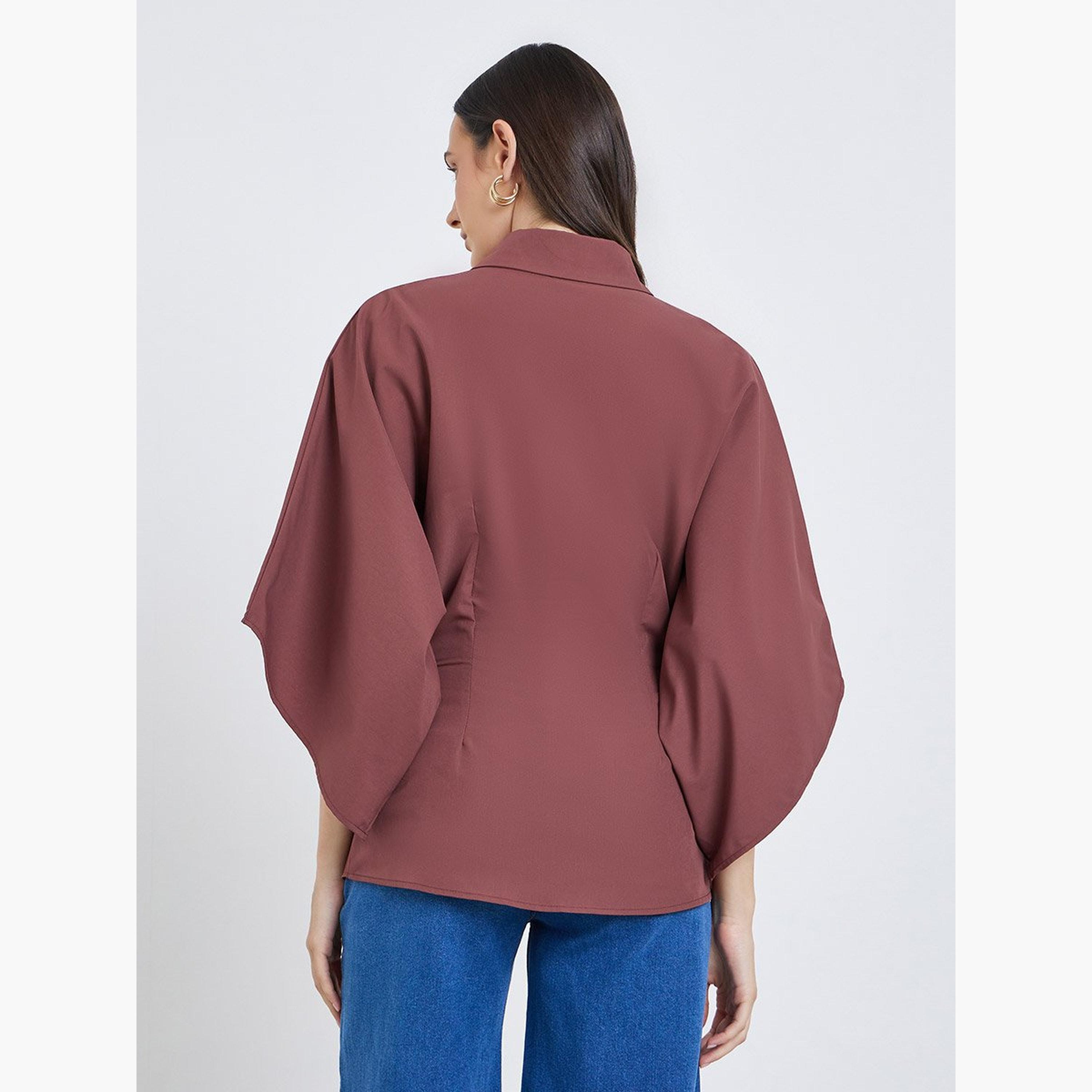 بلوزة سادة بأكمام كيمونو-women-arabicclothing-abayas-image-4