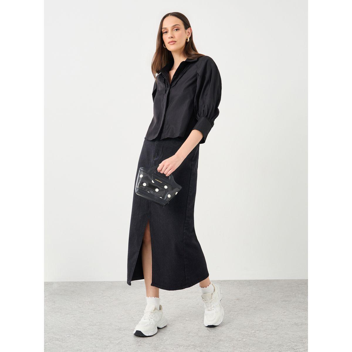 بلوزة بياقة مع تفاصيل مدروزة-women-clothing-shirtsandblouses-shirts-image-2