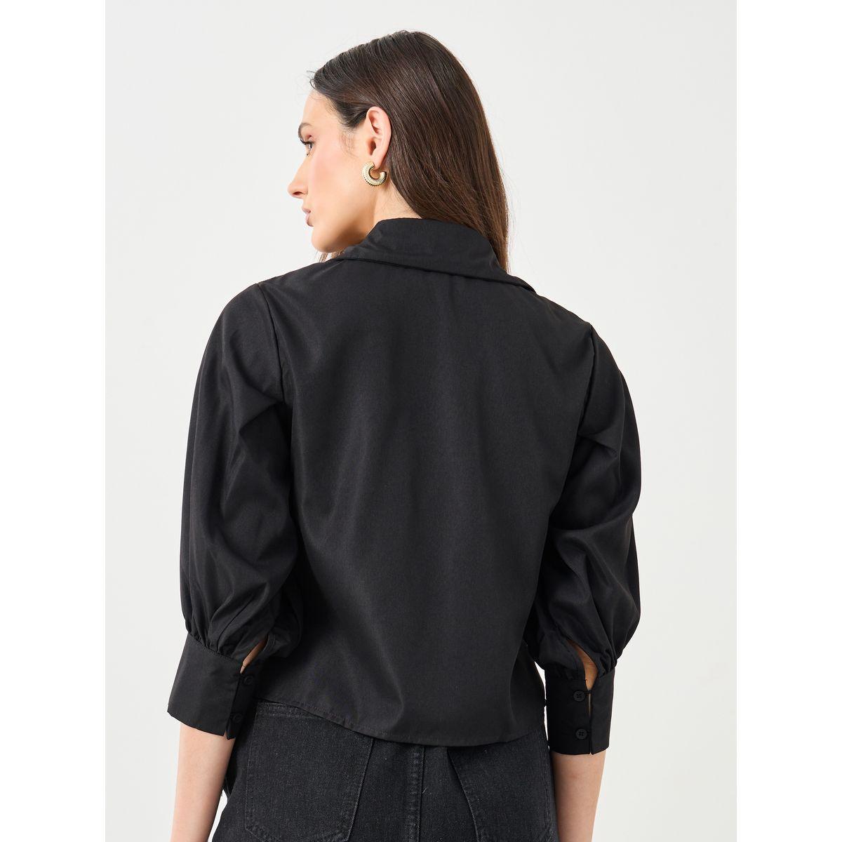 بلوزة بياقة مع تفاصيل مدروزة-women-clothing-shirtsandblouses-shirts-image-4