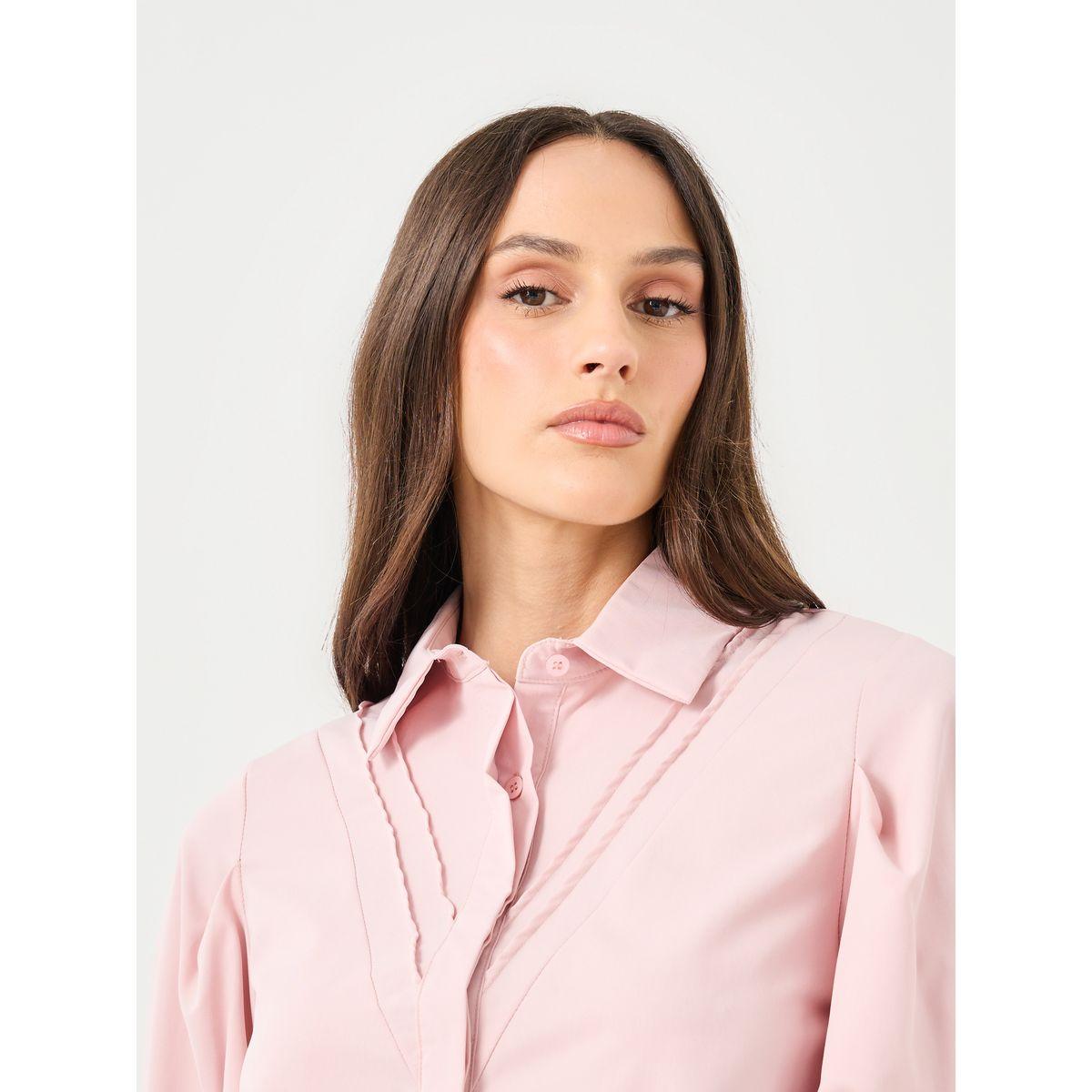 بلوزة بياقة مع تفاصيل مدروزة-women-clothing-shirtsandblouses-shirts-image-4