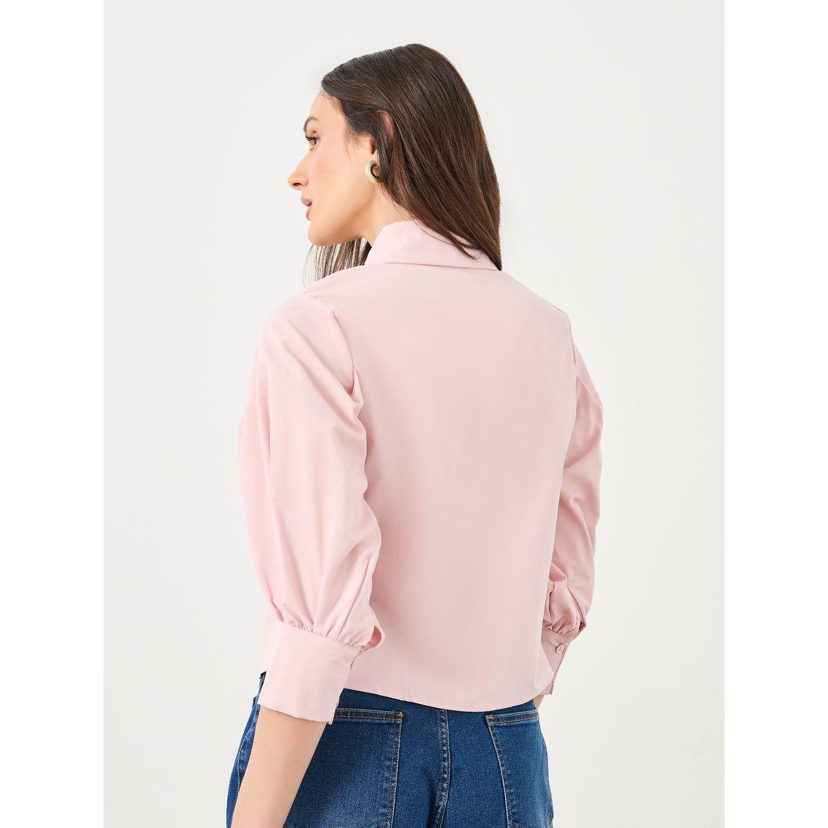 بلوزة بياقة مع تفاصيل مدروزة-women-clothing-shirtsandblouses-shirts-image-5