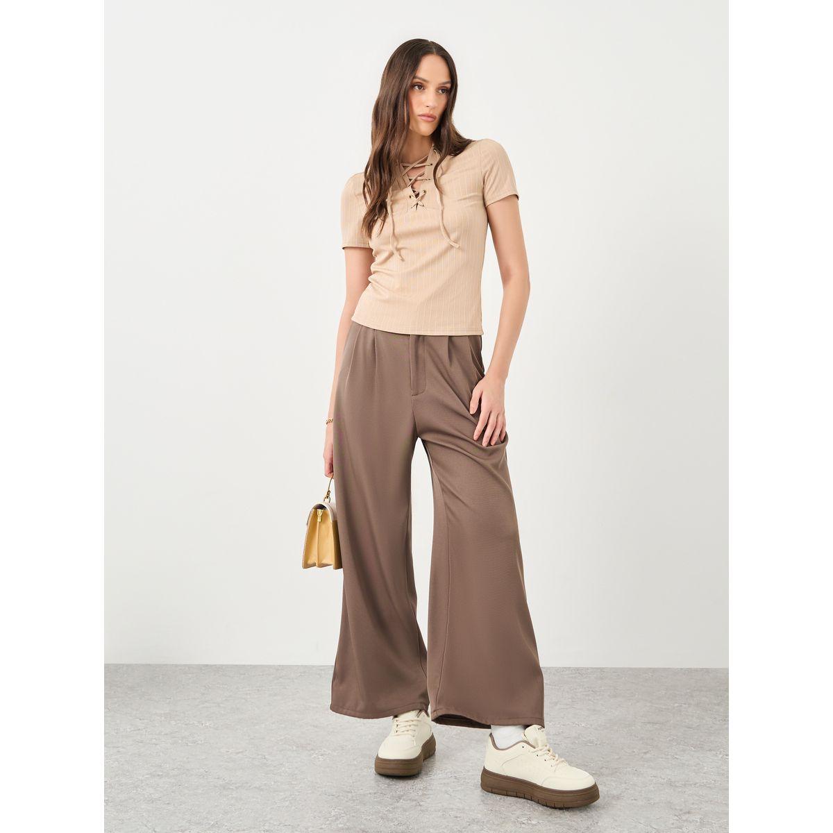 Styli Lace Up Polo Knit Top-women-clothing-tshirts-image-2