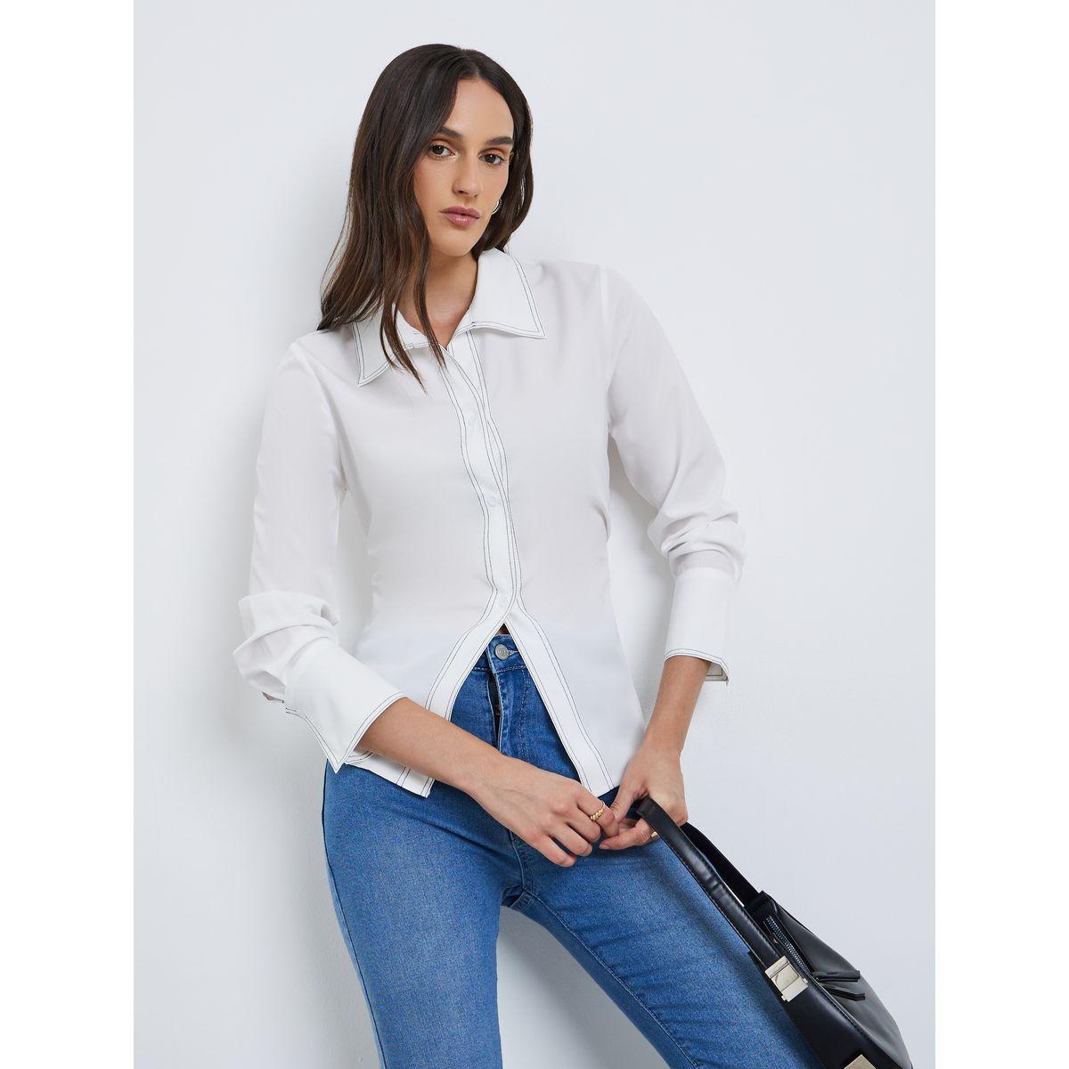 بلوزة بتفاصيل خياطة مُتباينة-women-clothing-shirtsandblouses-shirts-image-1