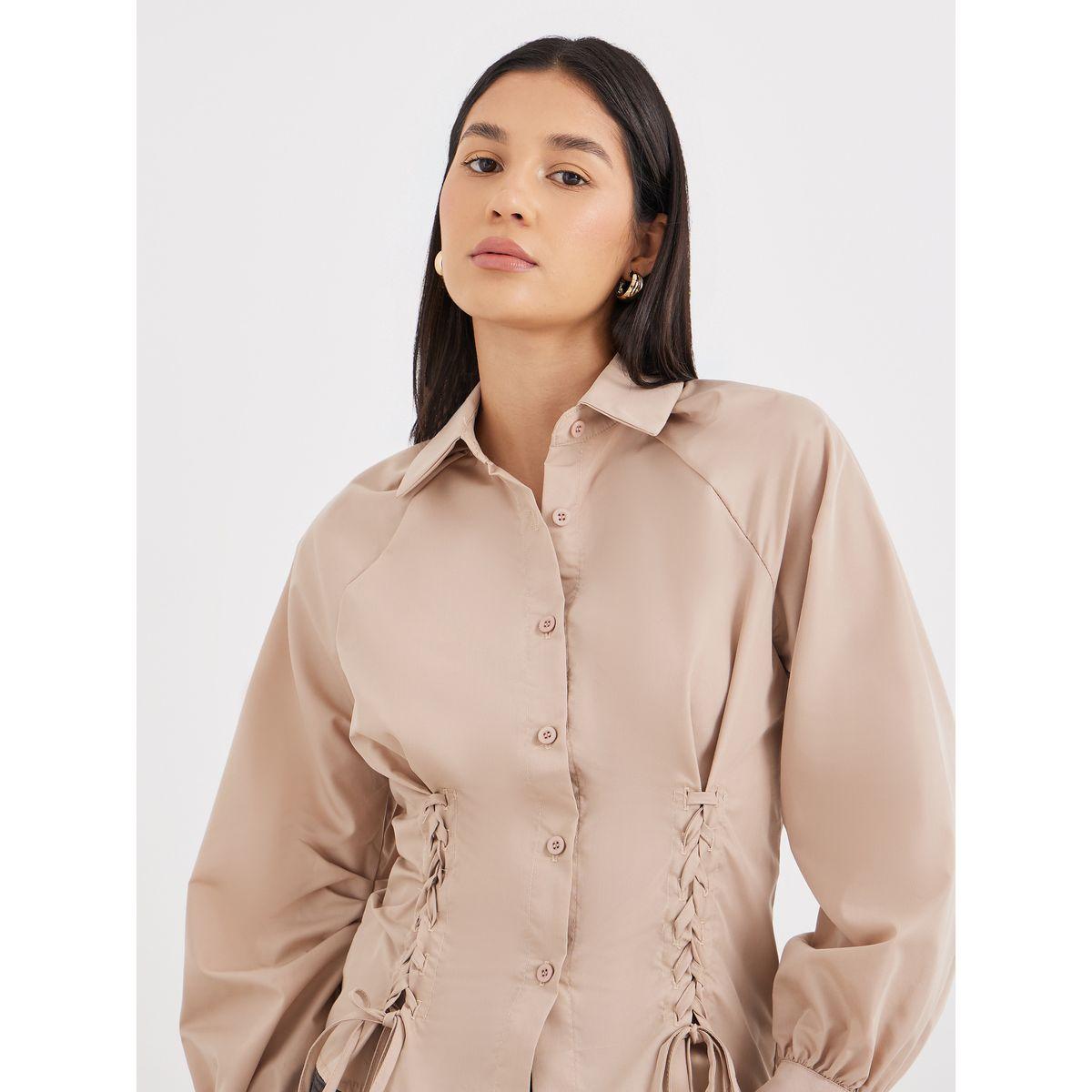 بلوزة بأكمام ريجلان مع تفاصيل أربطة وأزرار-women-clothing-shirtsandblouses-shirts-image-3