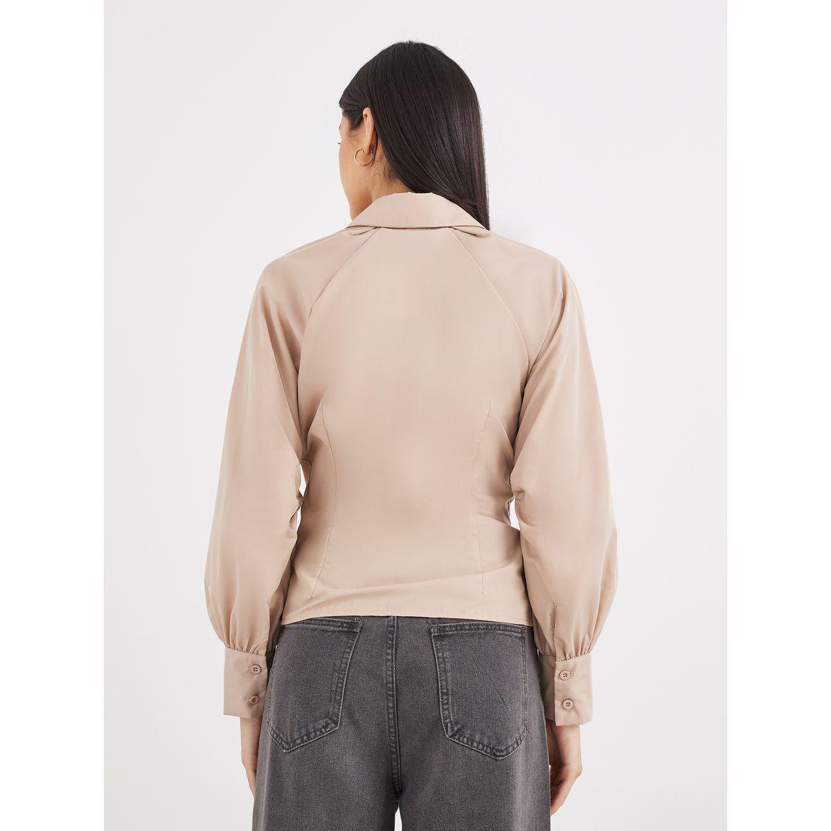 بلوزة بأكمام ريجلان مع تفاصيل أربطة وأزرار-women-clothing-shirtsandblouses-shirts-image-4