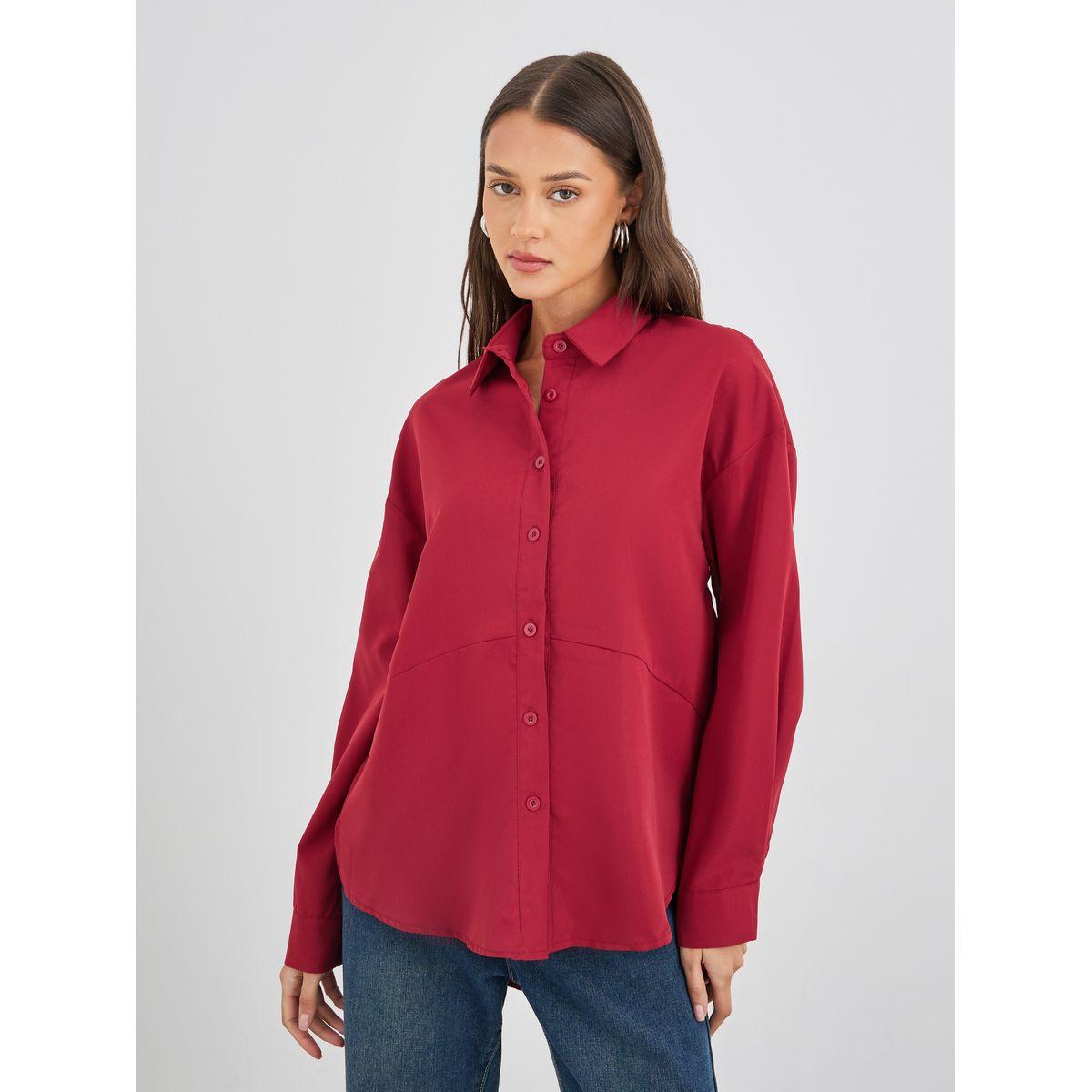 بلوزة فضفاضة سادة بأكمام طويلة-women-clothing-shirtsandblouses-shirts-image-3