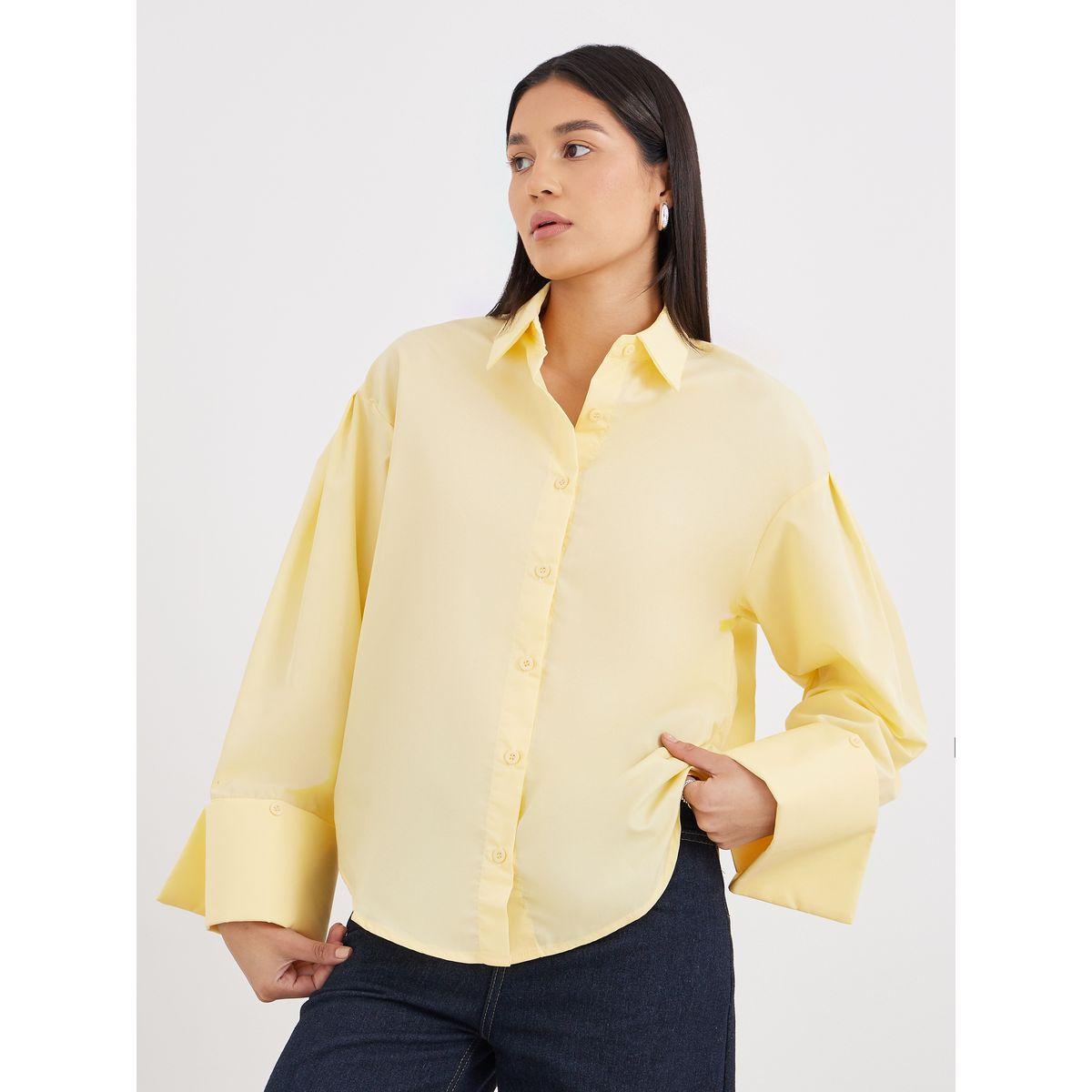 Styli Yellow Oversized Button-Down Shirt for Women-women-clothing-shirtsandblouses-shirts-image-2