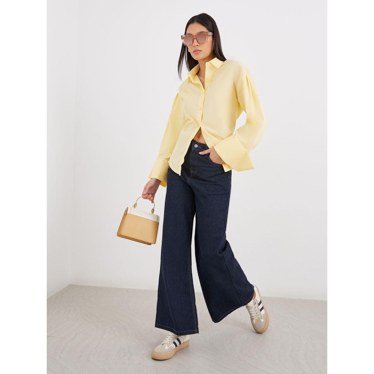Styli Yellow Oversized Button-Down Shirt for Women-women-clothing-shirtsandblouses-shirts-image-3