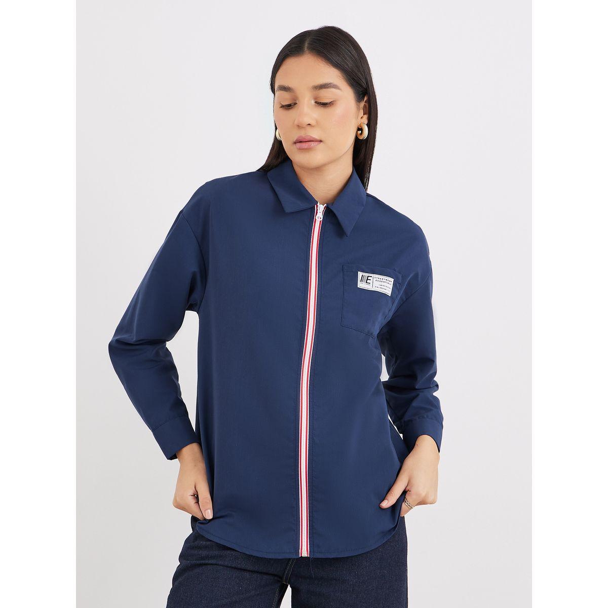 بلوزة فضفاضة بأكمام طويلة مع تفاصيل سحاب-women-clothing-shirtsandblouses-shirts-image-2
