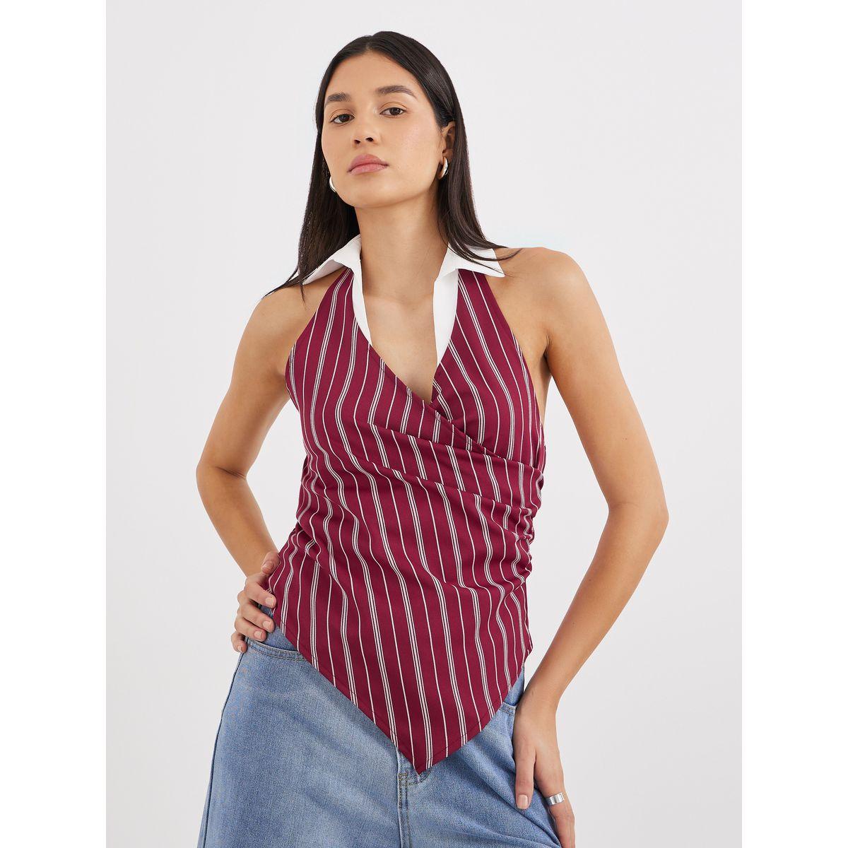 بلوزة مخططة بتفاصيل ياقة-women-clothing-shirtsandblouses-shirts-image-1