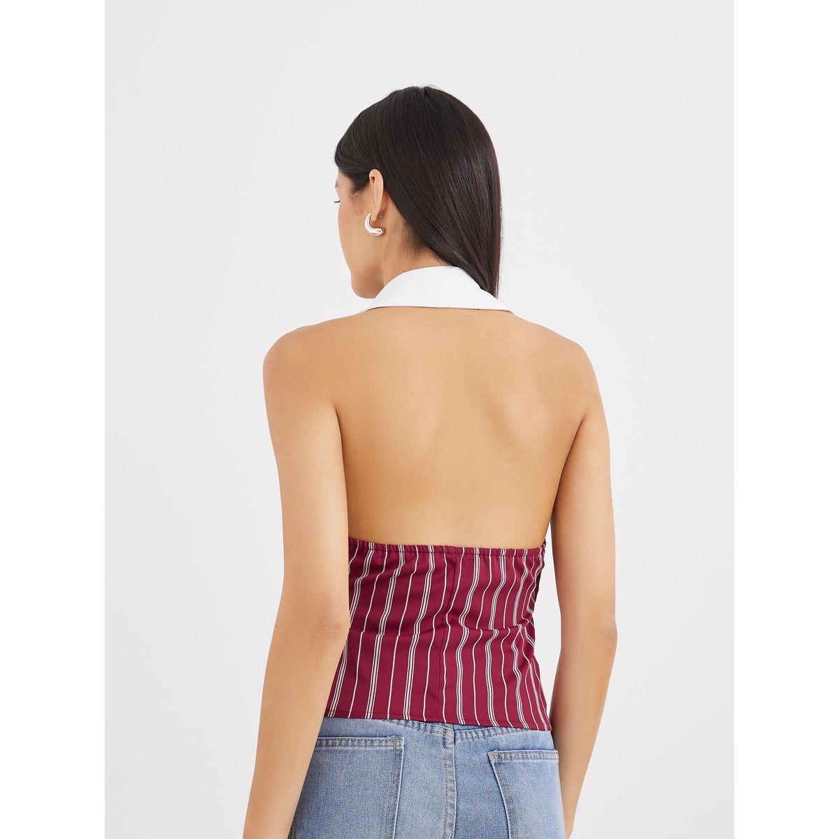 بلوزة مخططة بتفاصيل ياقة-women-clothing-shirtsandblouses-shirts-image-4