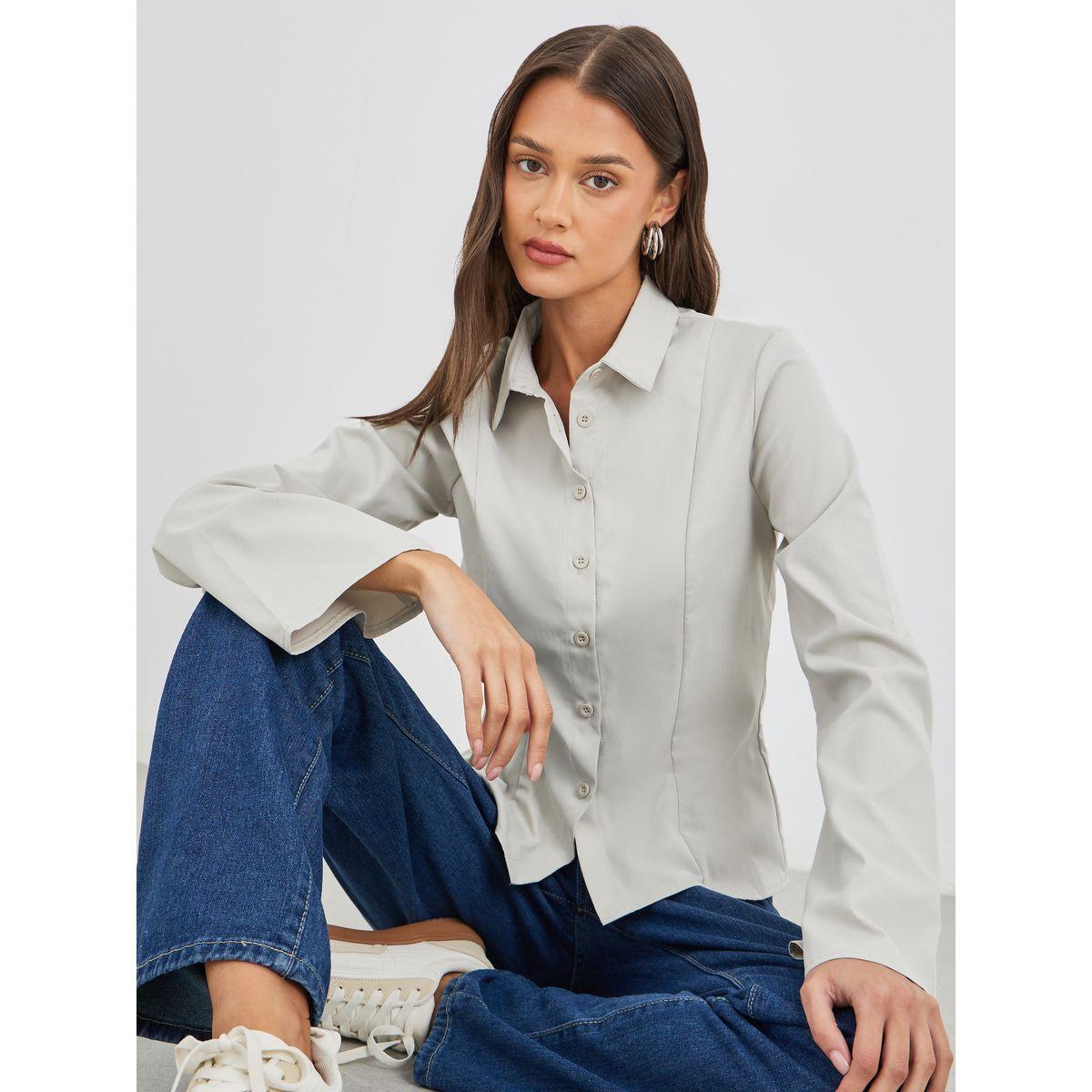 Styli Regular Fit Flared Sleeves Buttoned Shirt-women-clothing-shirtsandblouses-shirts-image-1
