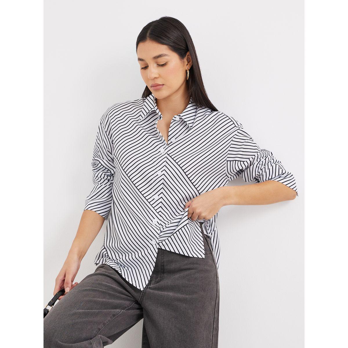 Styli Striped Dropped Shoulder Oversized Shirt-women-clothing-shirtsandblouses-shirts-image-1