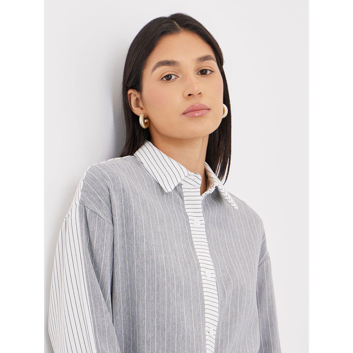بلوزة مخططة وياقة سبريد-women-clothing-shirtsandblouses-shirts-image-4