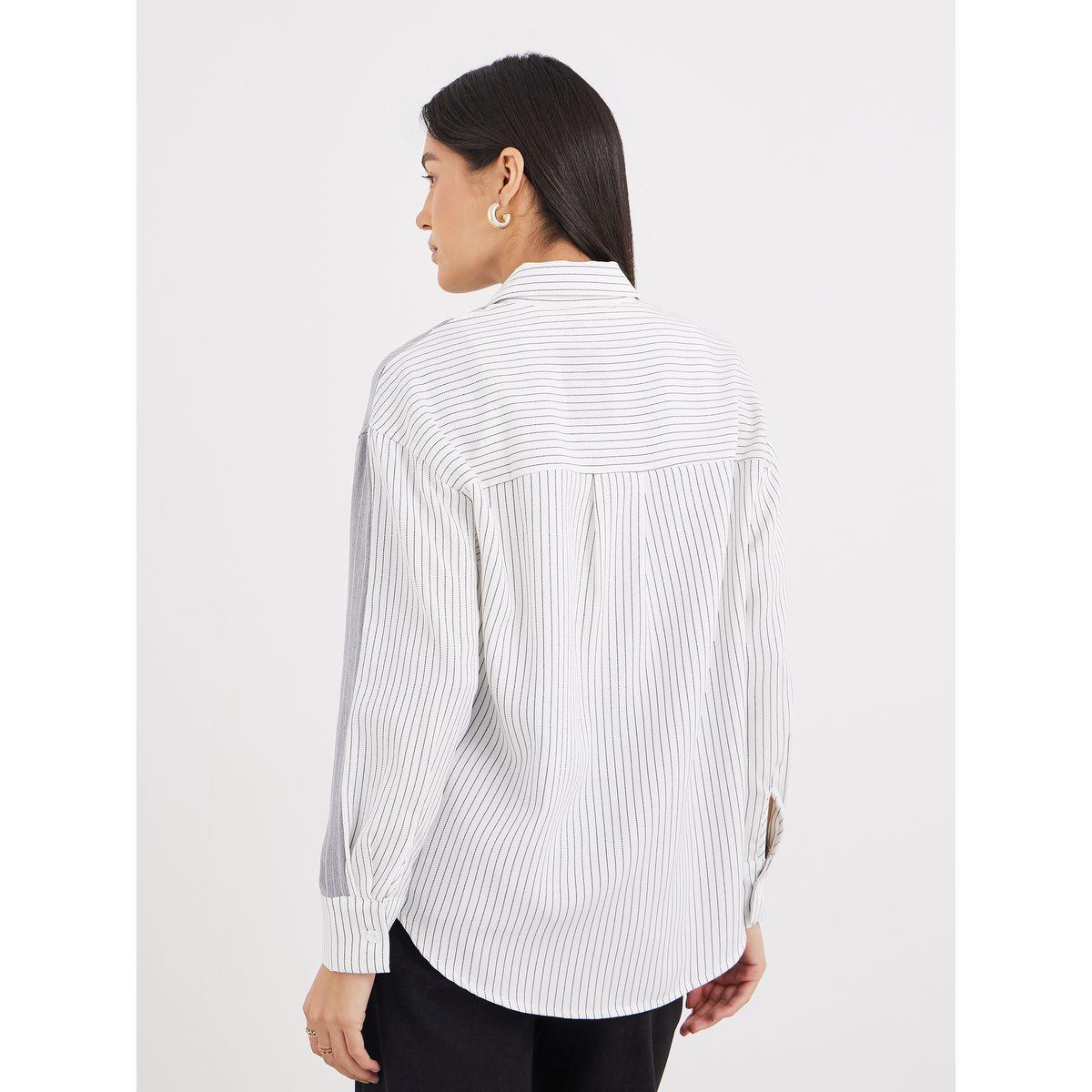 بلوزة مخططة وياقة سبريد-women-clothing-shirtsandblouses-shirts-image-5