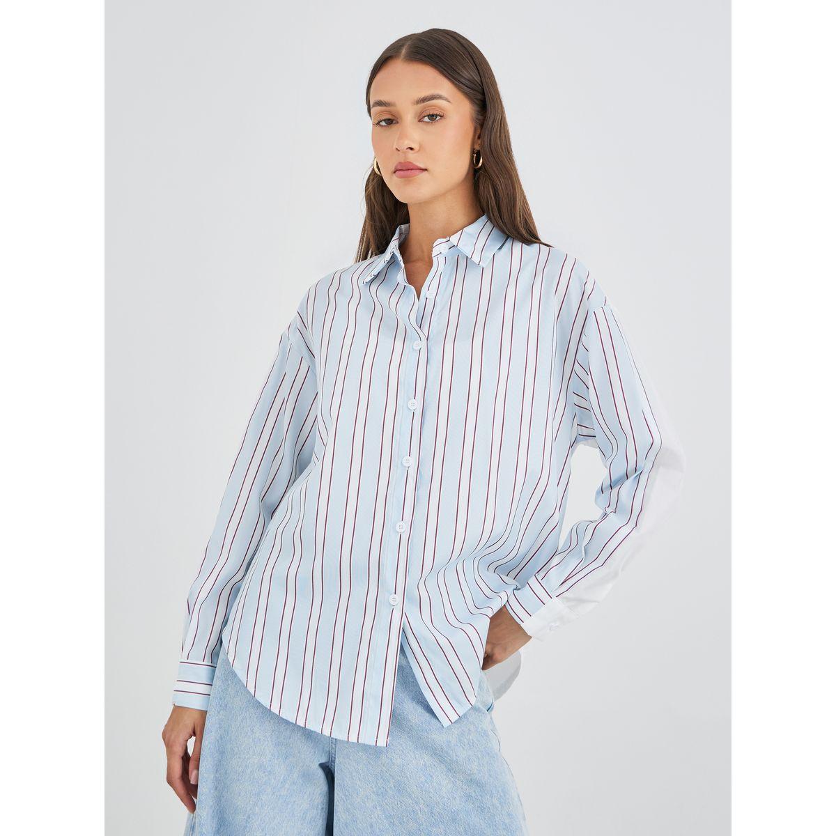 Styli Striped Oversized Long Sleeve Shirt-women-clothing-shirtsandblouses-shirts-image-3