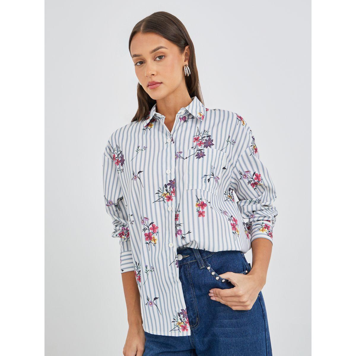 Styli Floral Print Oversized Shirt-women-clothing-shirtsandblouses-shirts-image-1