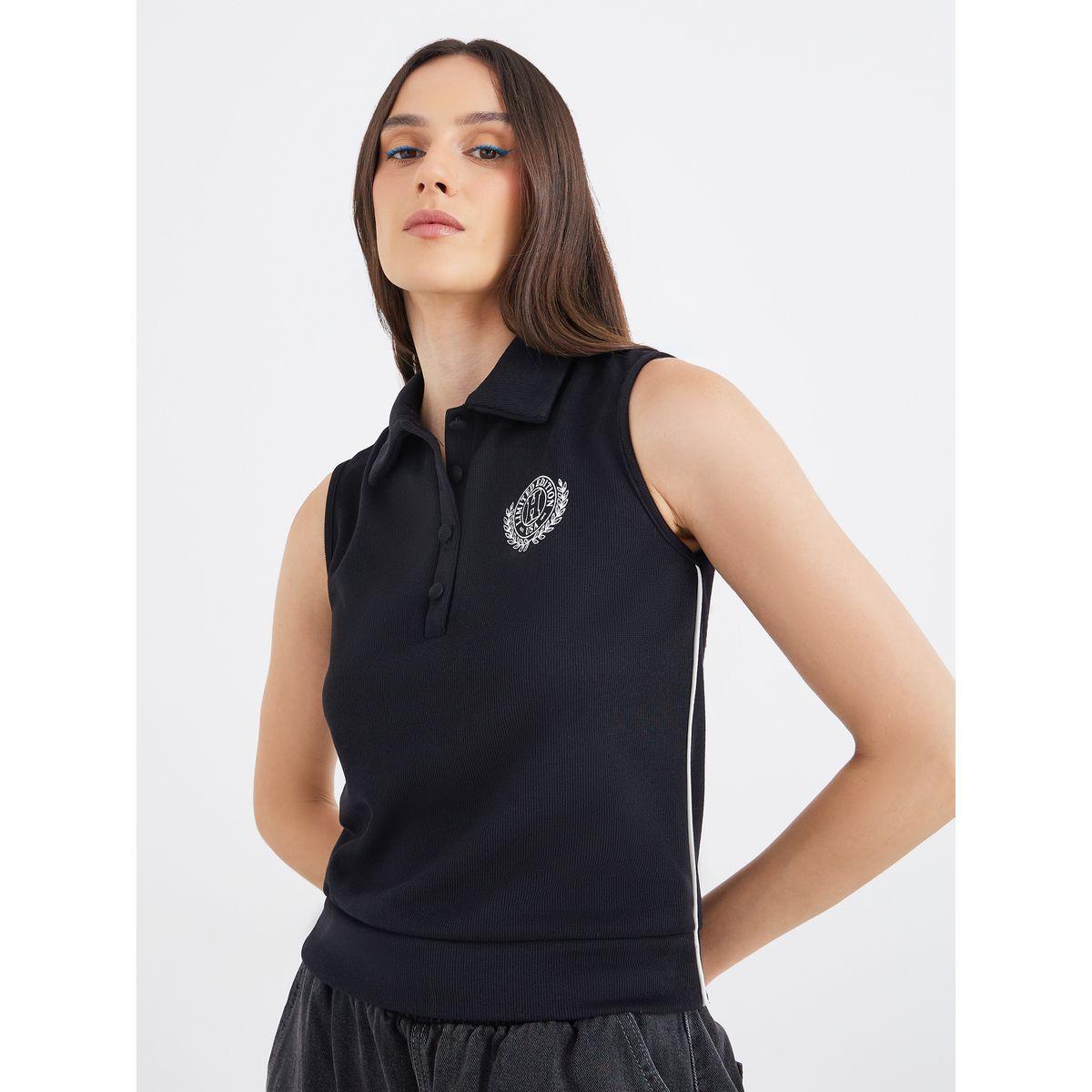 بلوزة بدون أكمام مع تفاصيل مُطرزة-women-clothing-tshirts-image-3
