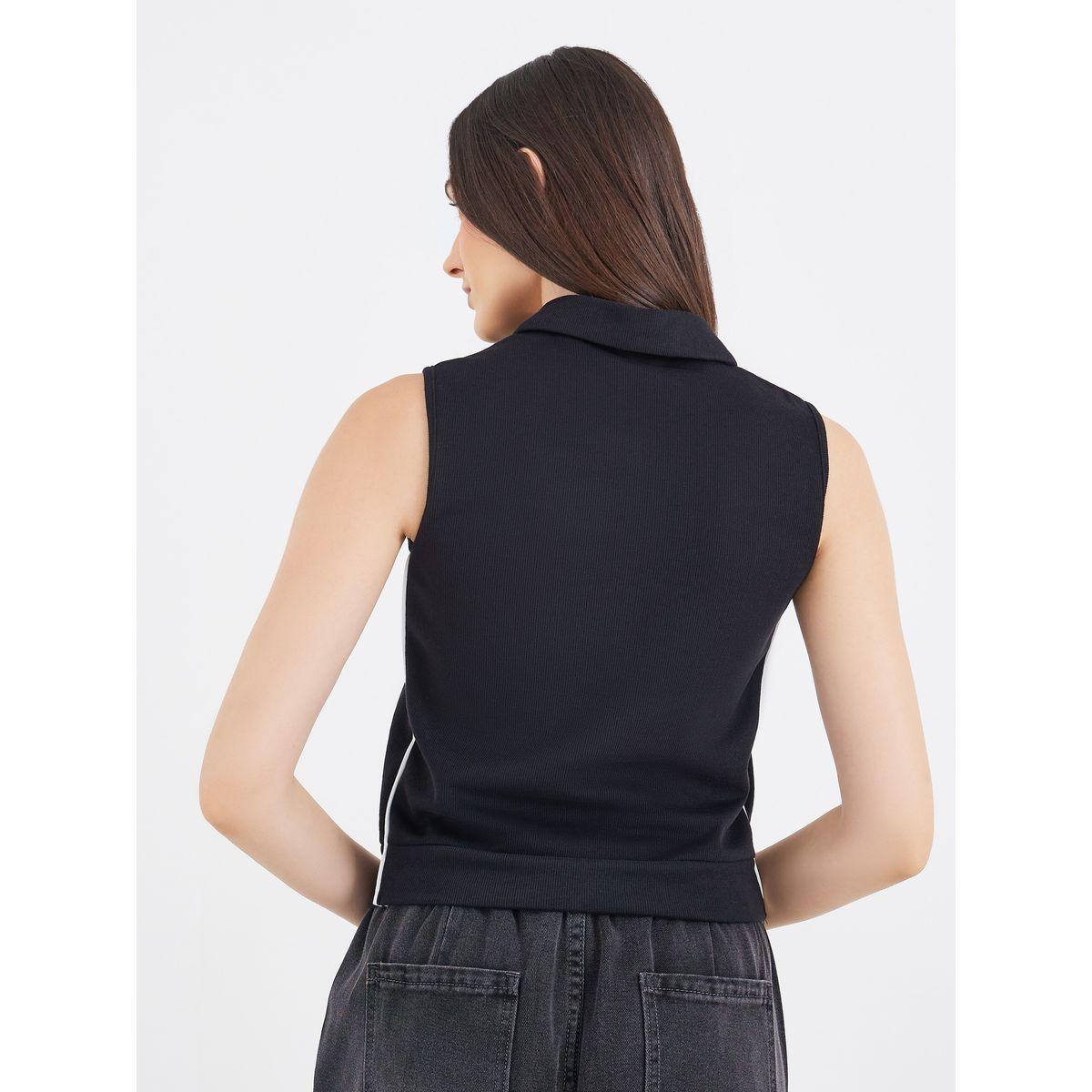 Styli Embroidered Sleeveless Knit Polo Neck Top-women-clothing-tshirts-image-5