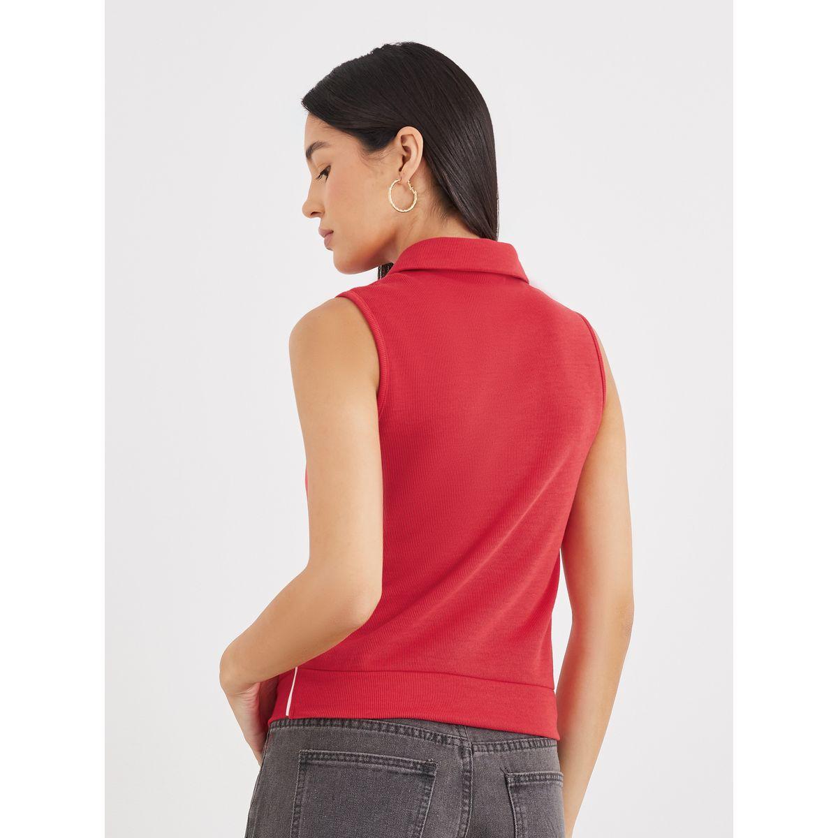 Styli Embroidered Sleeveless Knit Polo Neck Top-women-clothing-tshirts-image-4