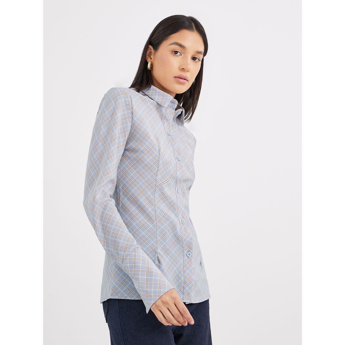 بلوزة بطبعة مربعات بأزرار-women-clothing-shirtsandblouses-shirts-image-1