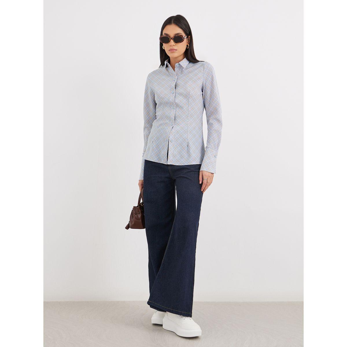 بلوزة بطبعة مربعات بأزرار-women-clothing-shirtsandblouses-shirts-image-2