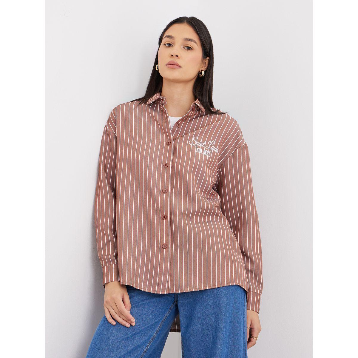 بلوزة فضفاضة مخططة بتفاصيل مُطرزة-women-clothing-shirtsandblouses-shirts-image-2