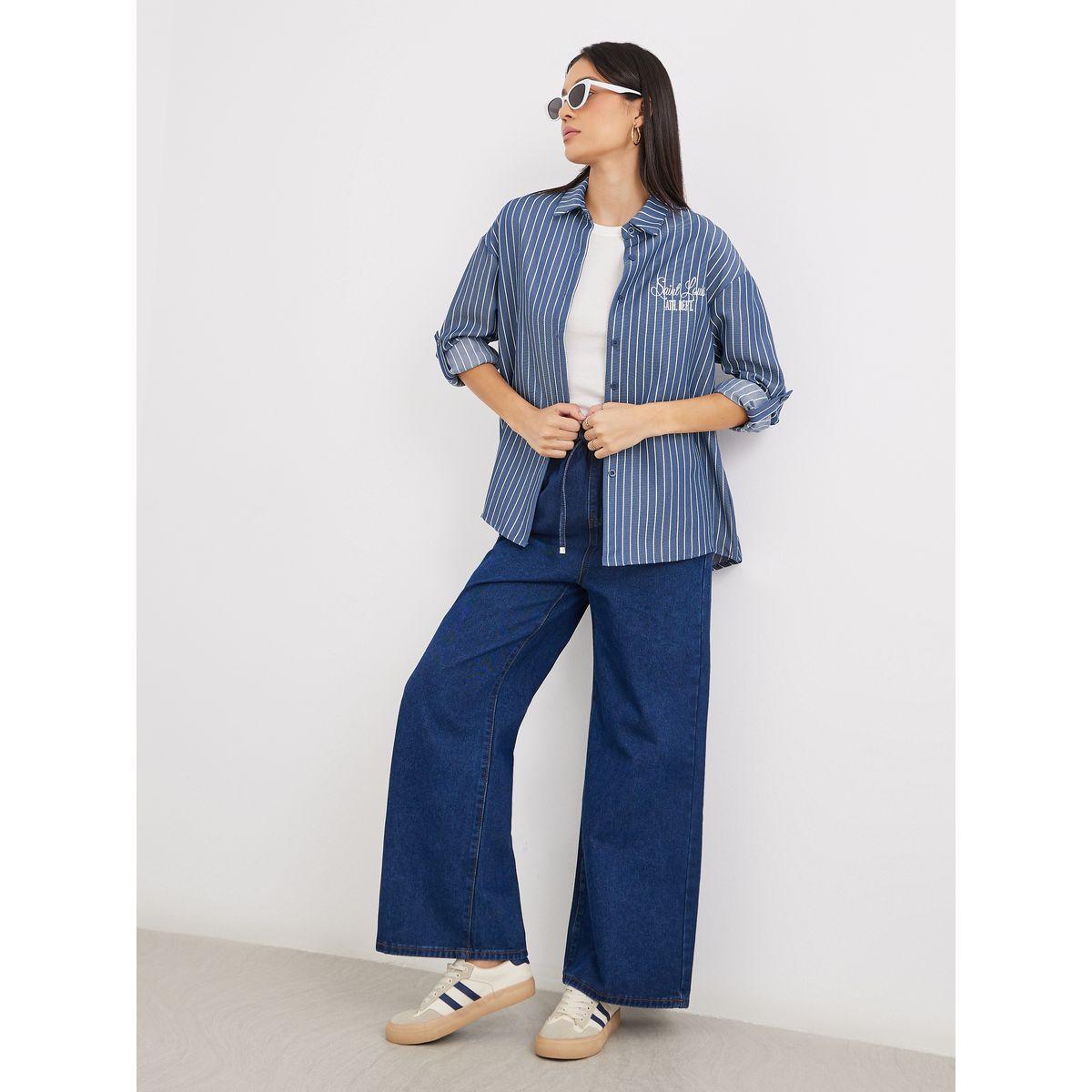 بلوزة فضفاضة مخططة بتفاصيل مُطرزة-women-clothing-shirtsandblouses-shirts-image-3