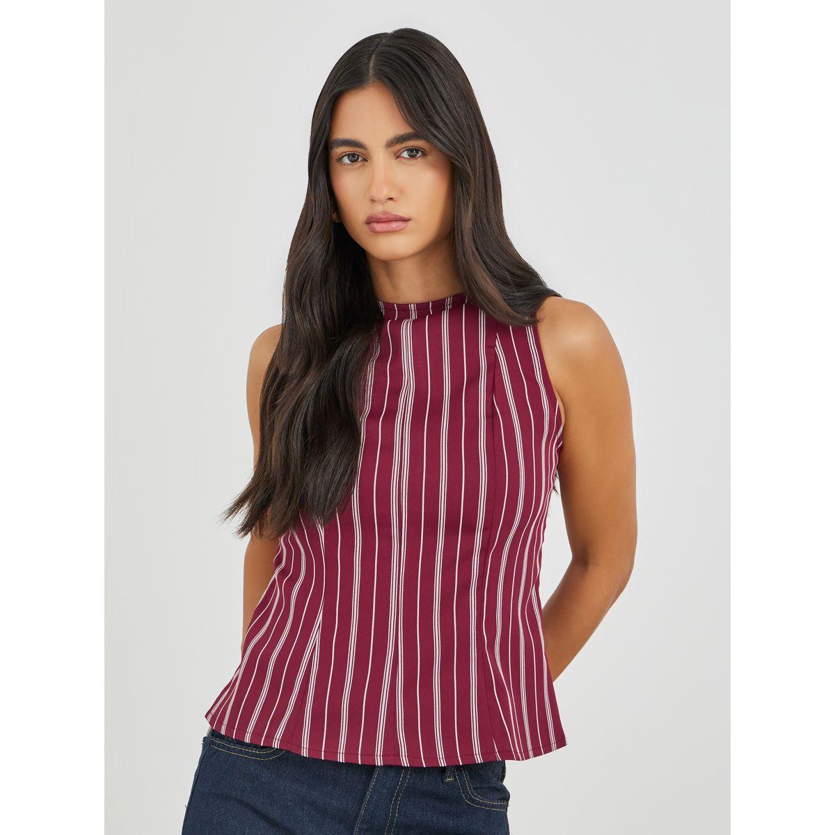 Styli Pinstripe Sleeveless Peplum Top-women-clothing-shirtsandblouses-blouses-image-2