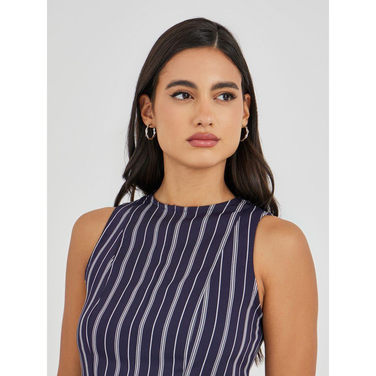 بلوزة بيبلوم مخططة بلا أكمام وياقة دائرية-women-clothing-shirtsandblouses-blouses-image-3