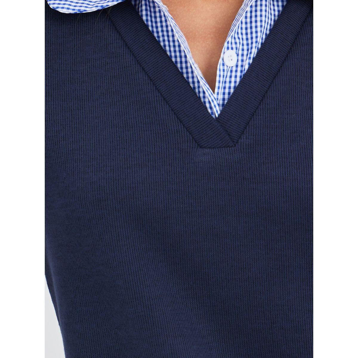 Styli Gingham Print Collar Knitted Short Sleeve Top-women-clothing-tshirts-image-4