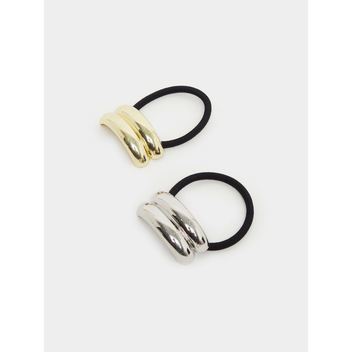 Styli Set of 2 - Metal Accent Hair Tie-women-hairaccessories-image-1