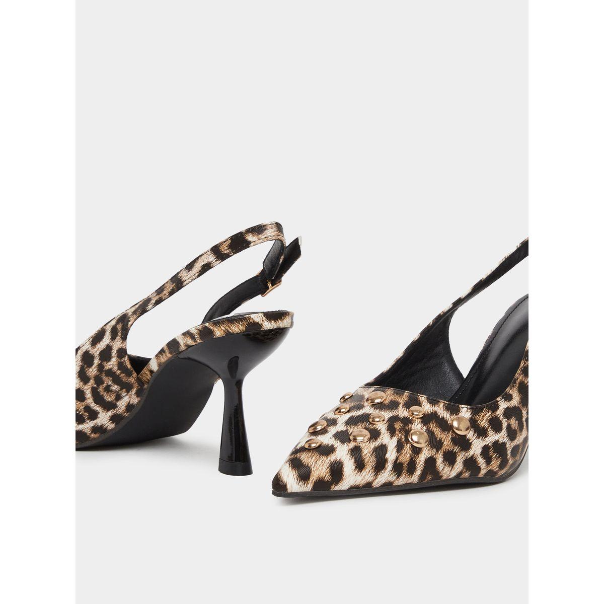 Styli Leopard Print Studded Kitten Heel Shoes-women-shoes-heels-image-3
