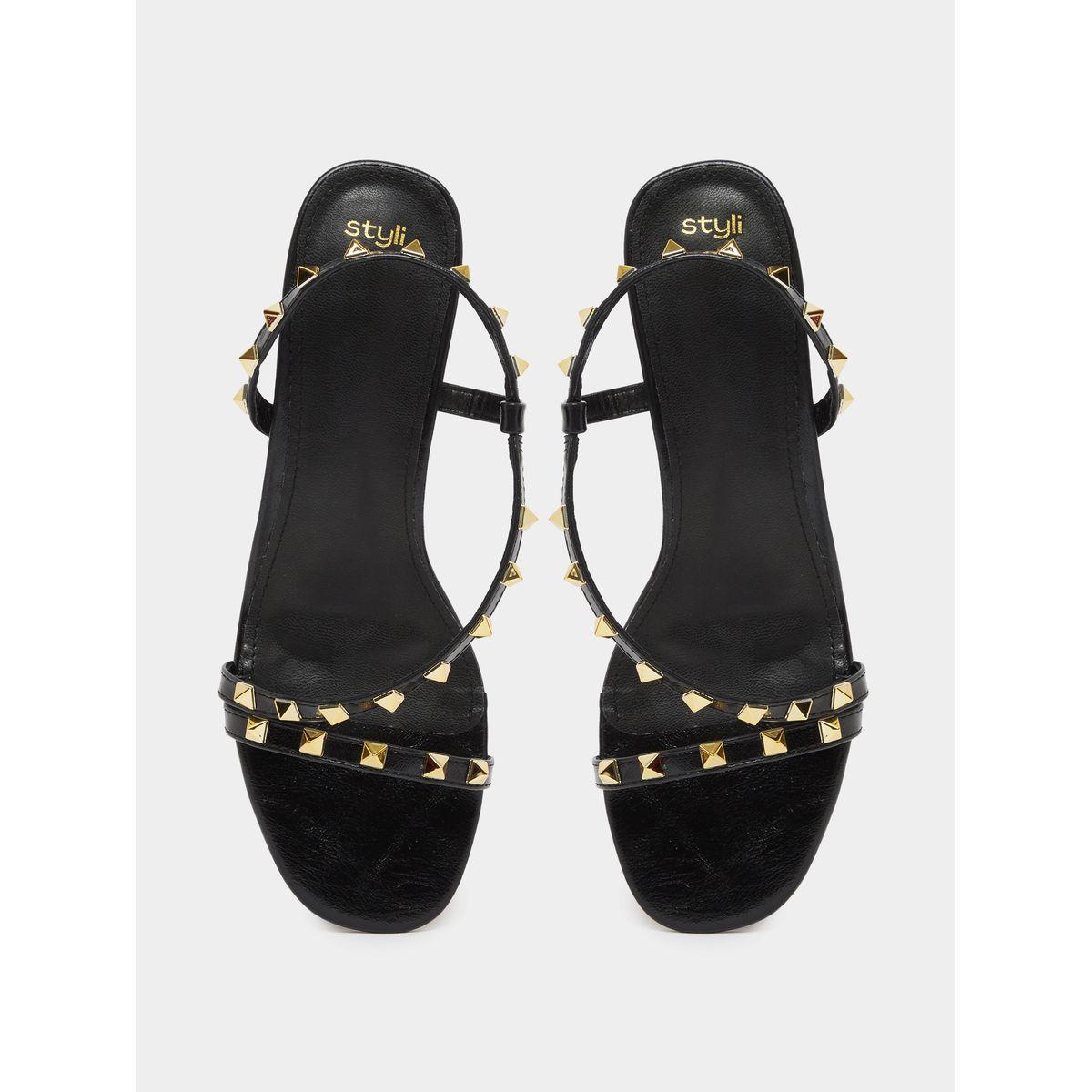 Styli Studded Block Heel Sandals-women-shoes-sandals-heeled-image-5