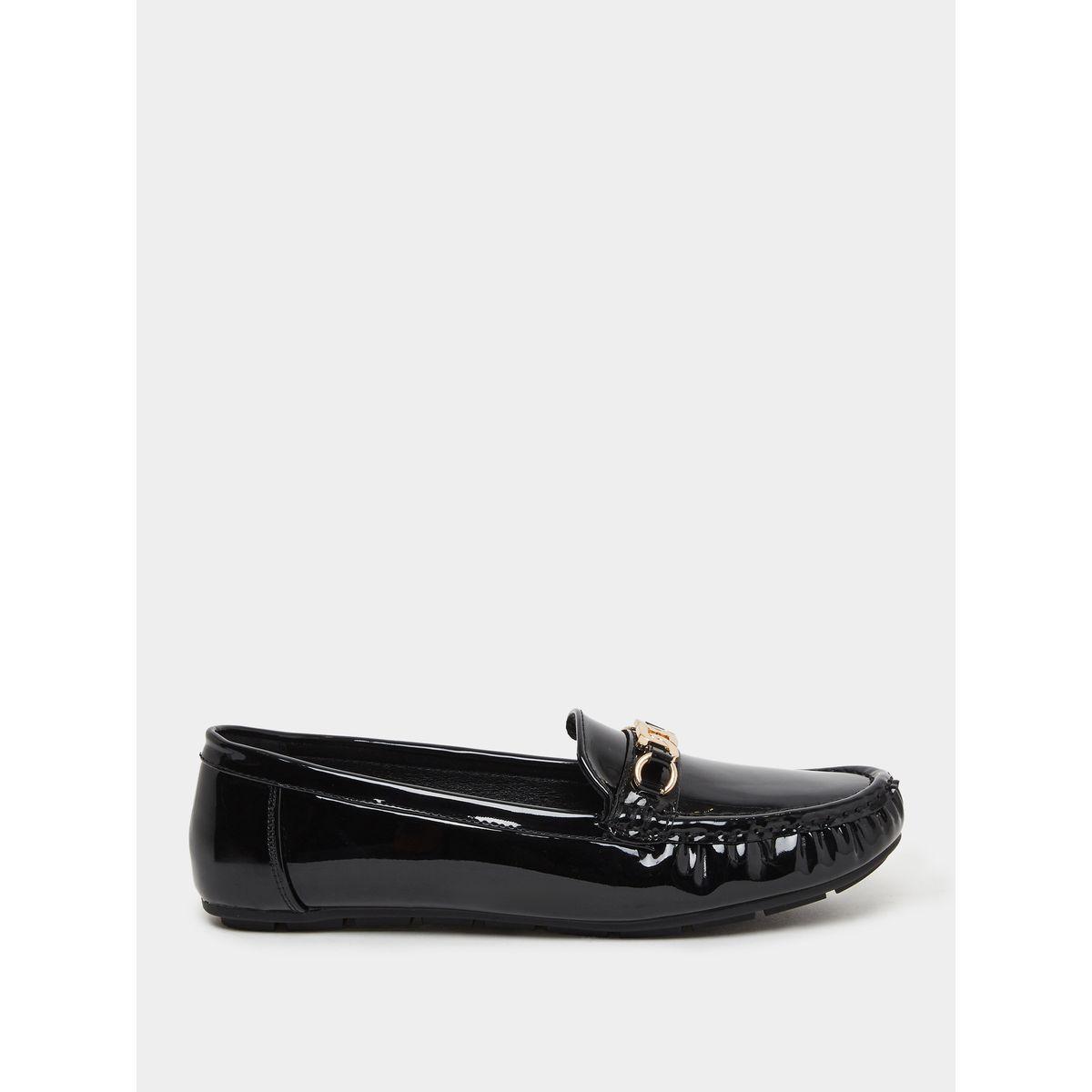 Styli Buckle Accent Leather Look Loafers-women-shoes-flats-loafers-image-1