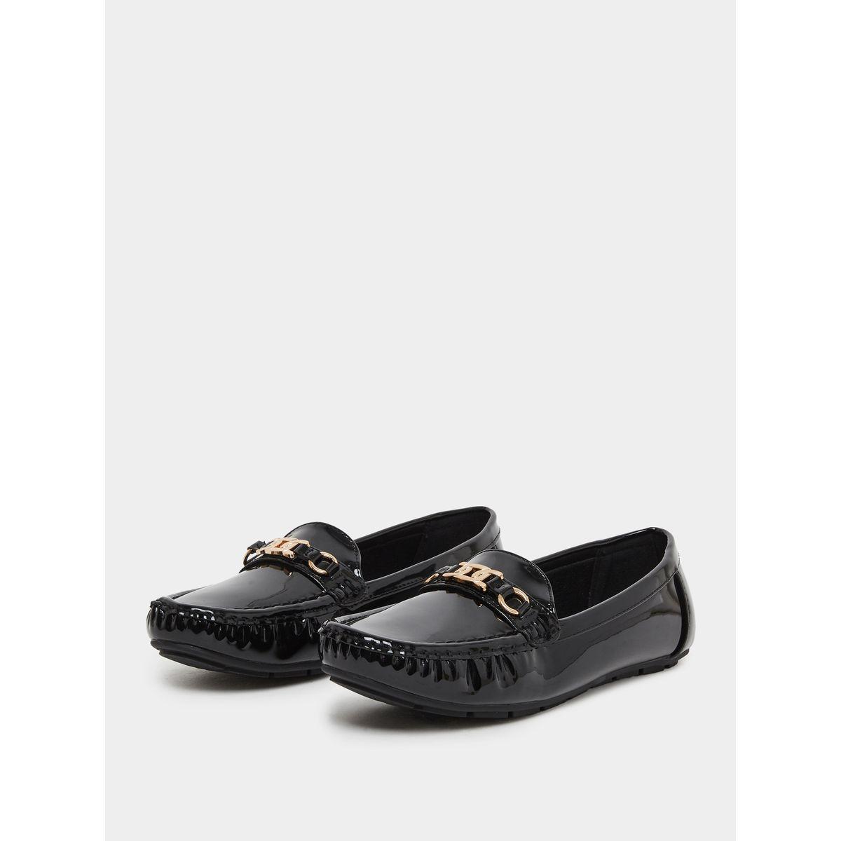 Styli Buckle Accent Leather Look Loafers-women-shoes-flats-loafers-image-2