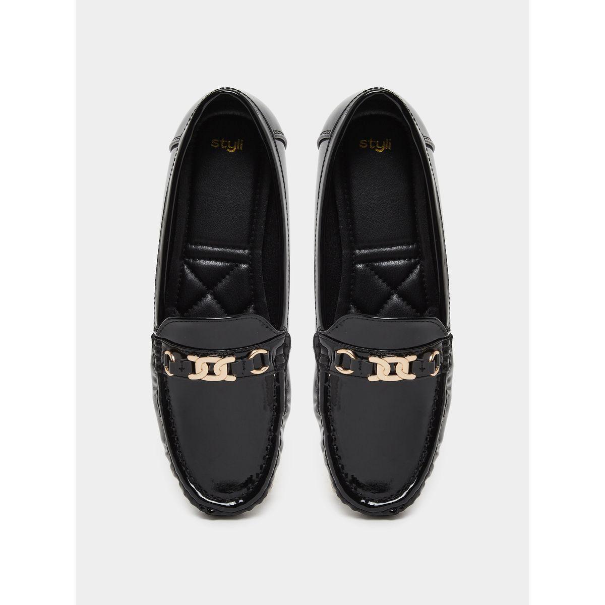 Styli Buckle Accent Leather Look Loafers-women-shoes-flats-loafers-image-5